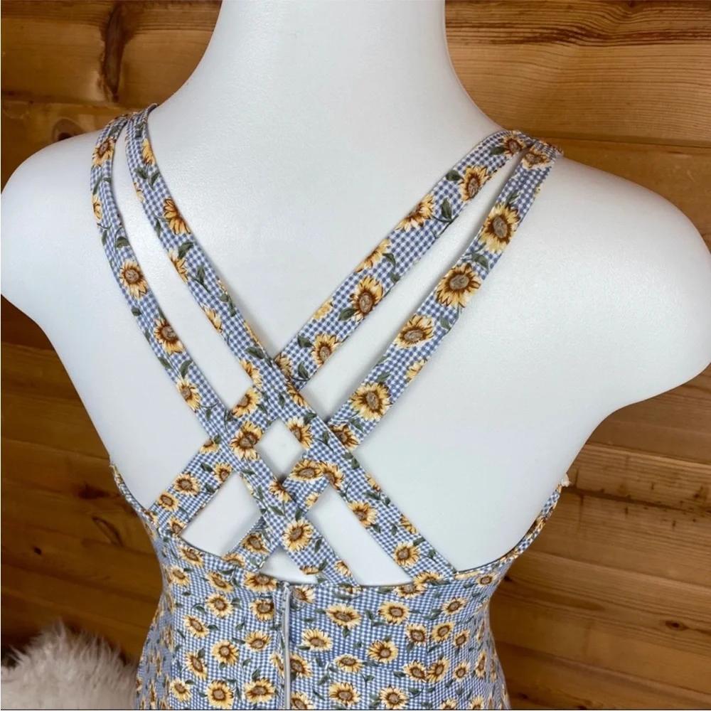 Vintage 90’s sunflower gingham midi dress! - Picture 6 of 9